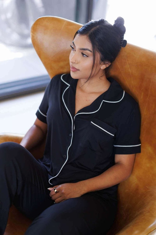 Chrissy Jersey Short Sleeve Pajama Set - Midnight - Simple Wishes#color_midnight