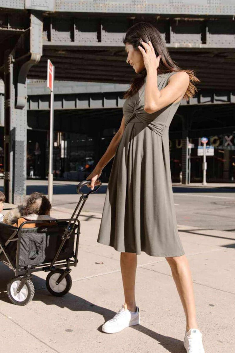 Debra Maternity &amp; Nursing Dress - Olive Green - Simple Wishes