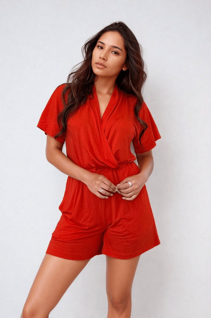 Emilia Nursing Romper - Tangerine - Simple Wishes