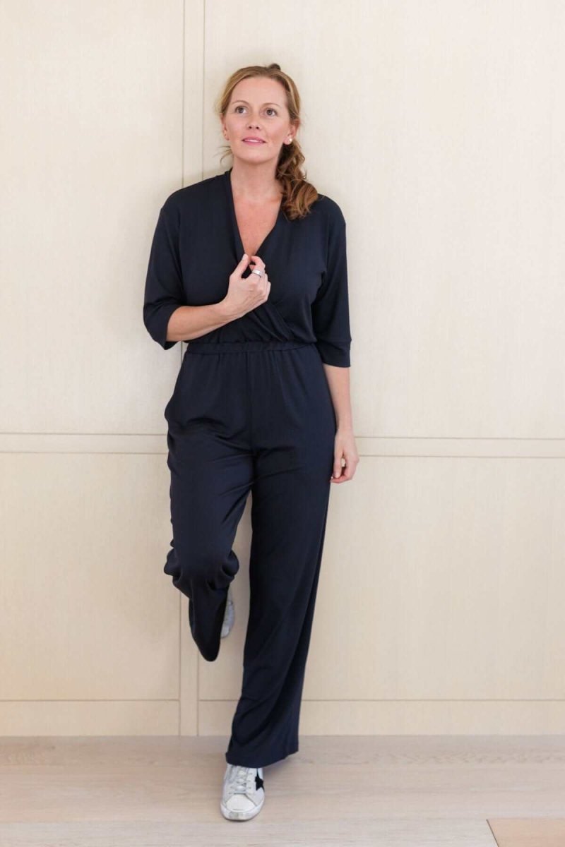 Emma Ribbed Nursing Jumpsuit - Midnight - Simple Wishes