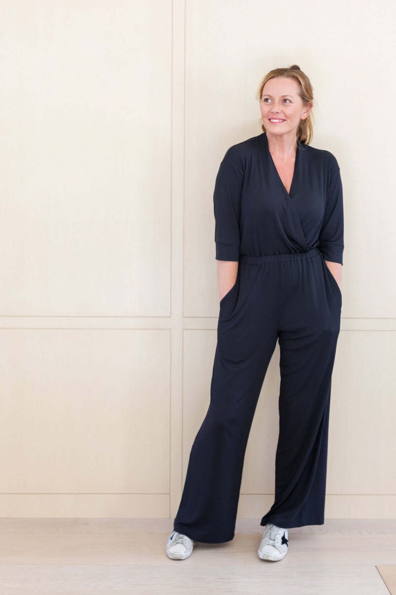 Emma Ribbed Nursing Jumpsuit - Midnight - Simple Wishes