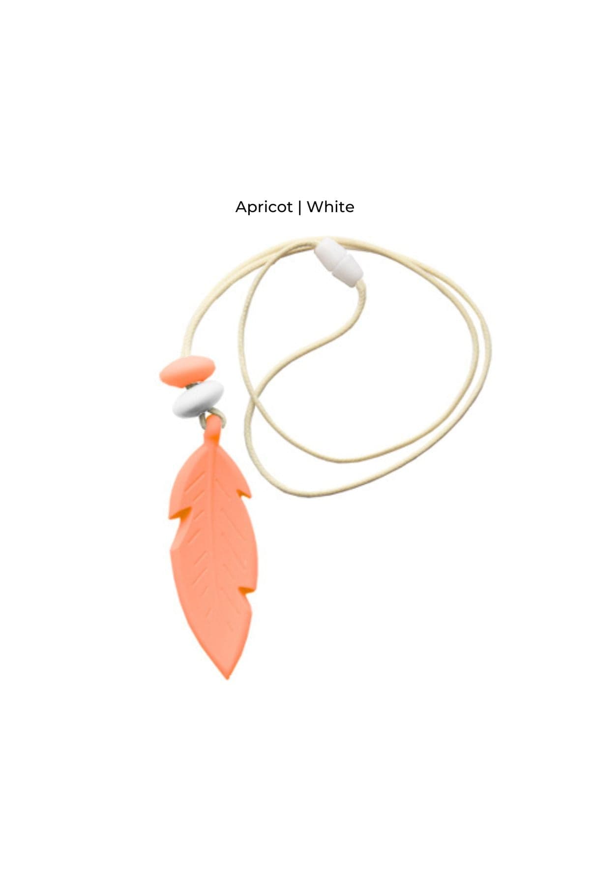 Feather Teething Pendant - Apricot &amp; White - Simple Wishes