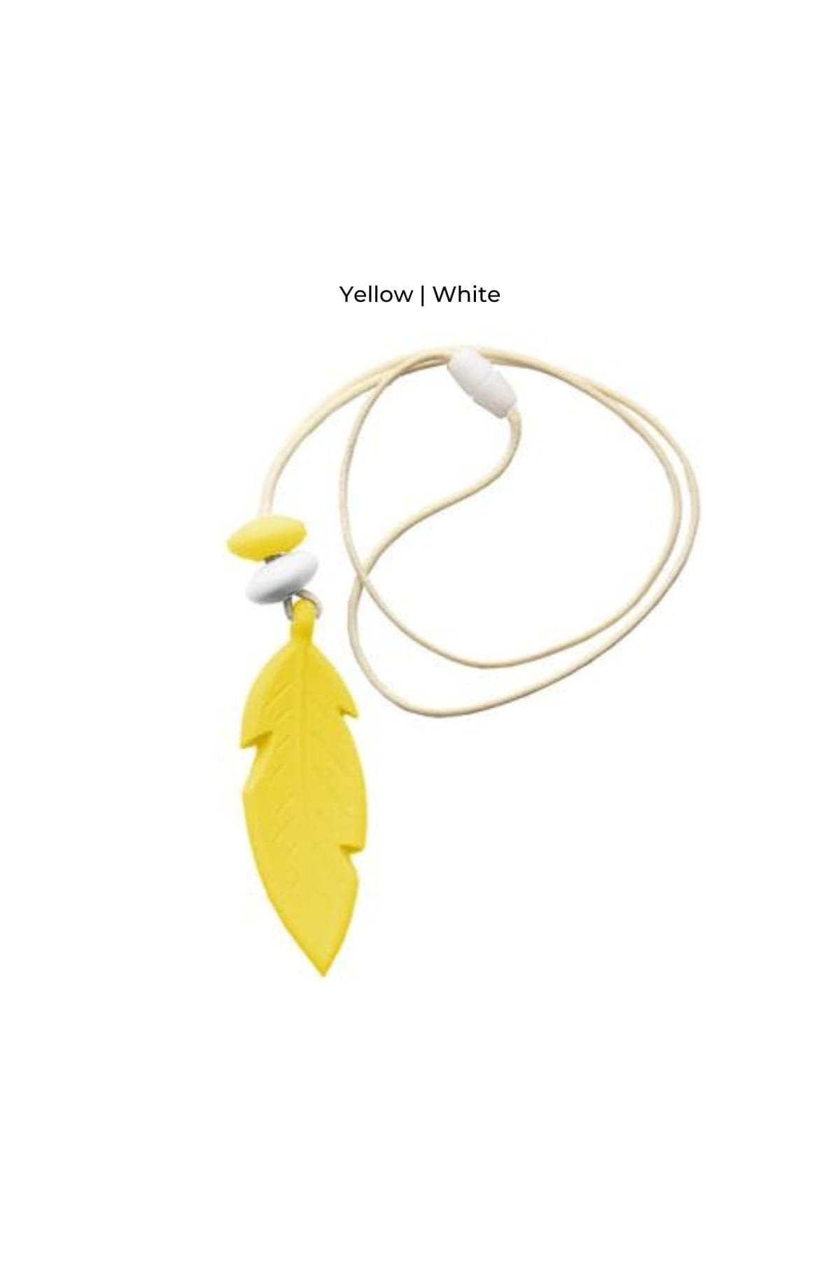 Feather Teething Pendant - Yellow &amp; White - Simple Wishes