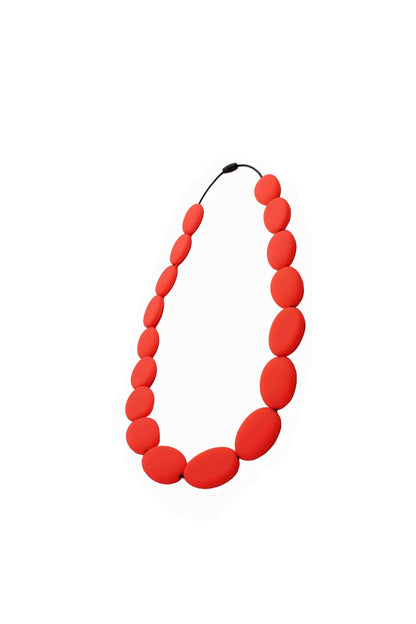 Flat Bead Teething Necklace - Red - Simple Wishes