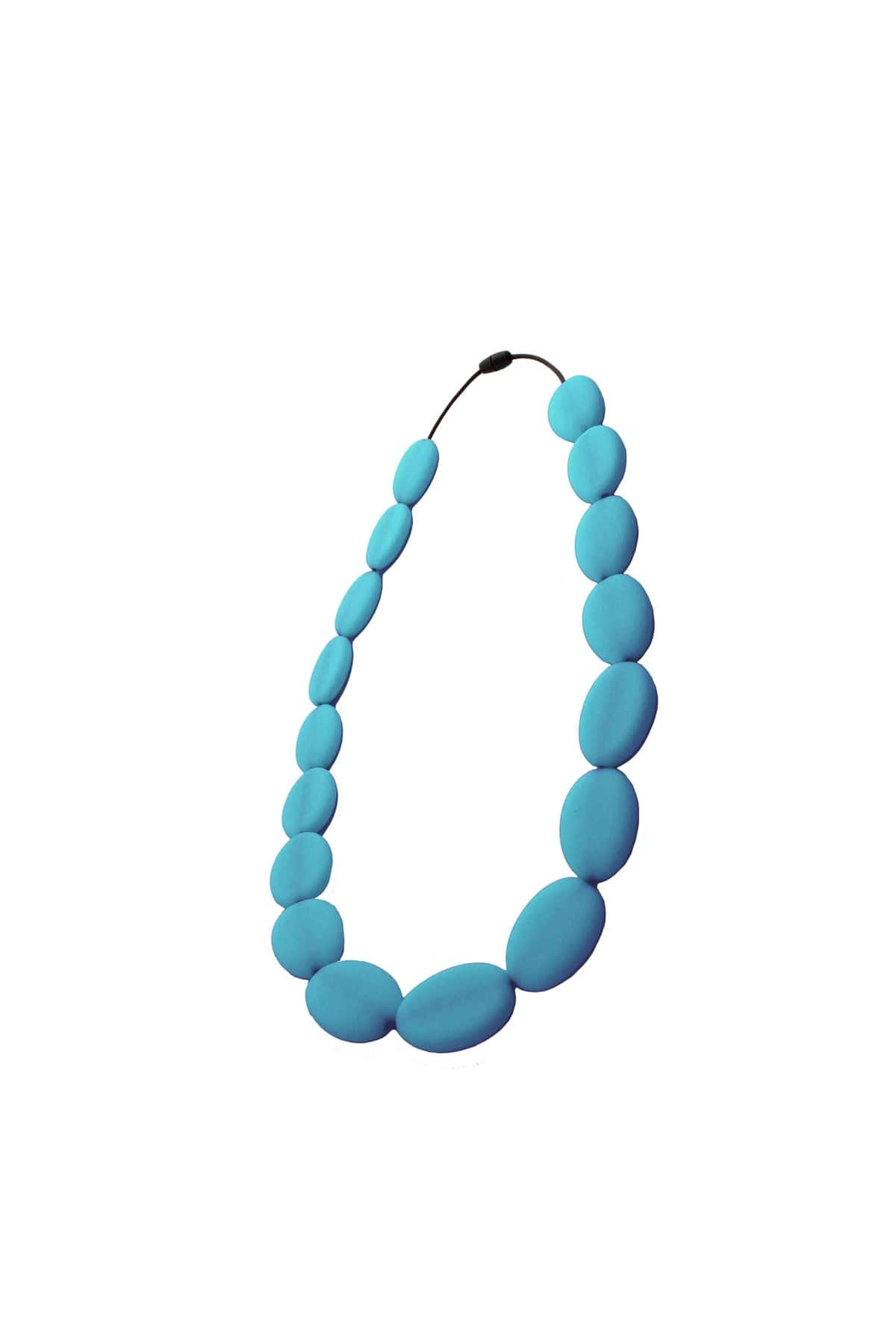 Flat Bead Teething Necklace - Blue - Simple Wishes