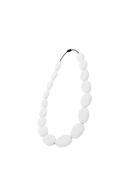 Flat Bead Teething Necklace - White - Simple Wishes