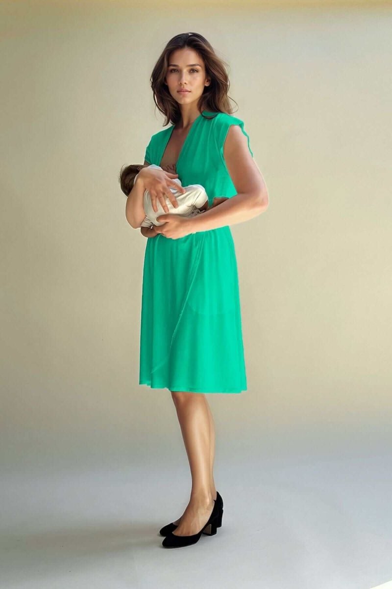 Harper Nursing Dress - Emerald - Simple Wishes