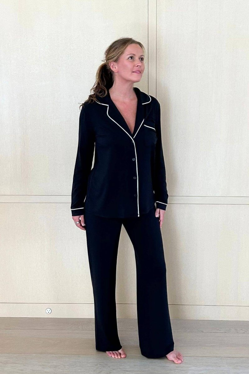 Juliette Ribbed Long Sleeve Pajama Set - Midnight - Simple Wishes