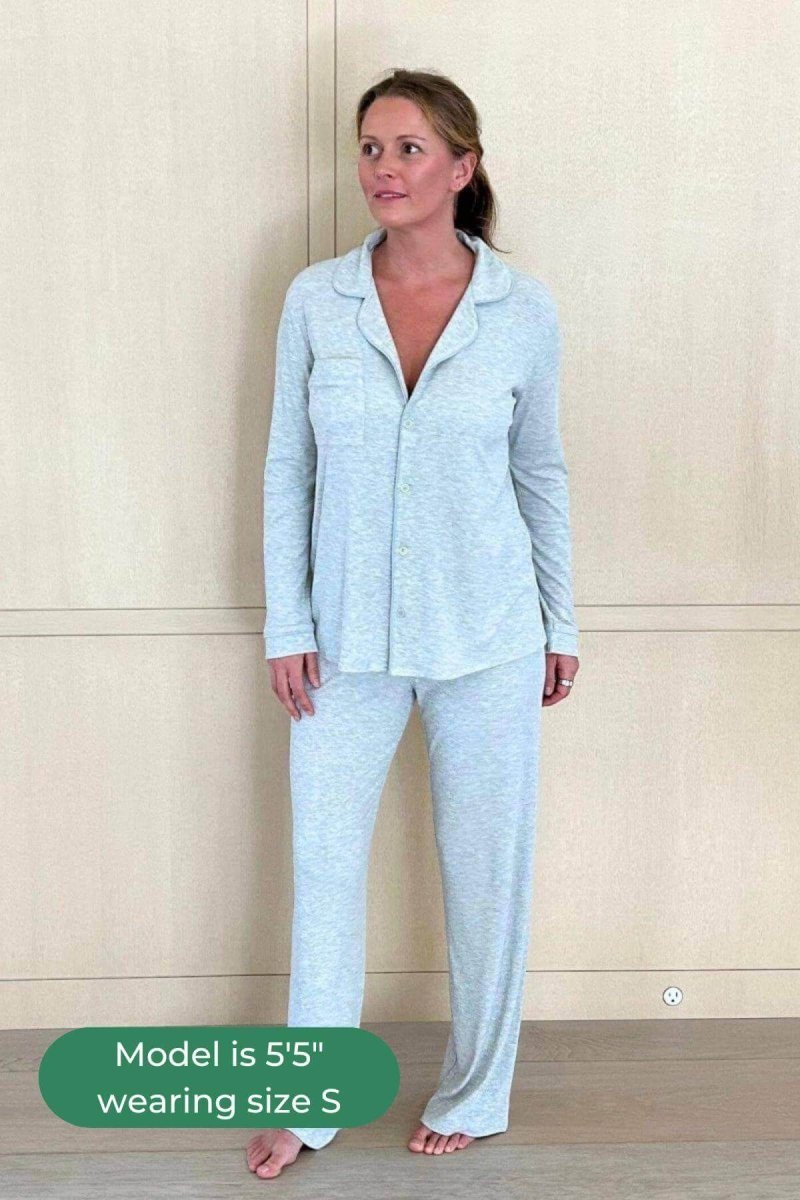 Juliette Ribbed Long Sleeve Pajama Set - Light Heather Gray - Simple Wishes