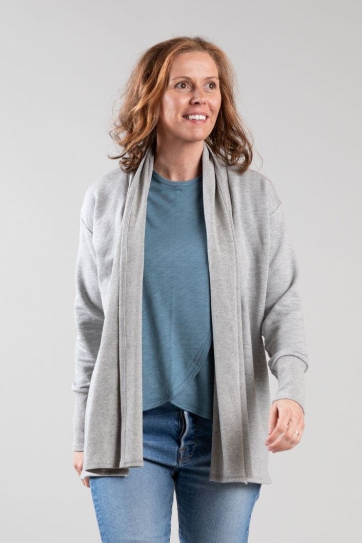 Kate Nursing Cardigan - Light Heather Gray - Simple Wishes