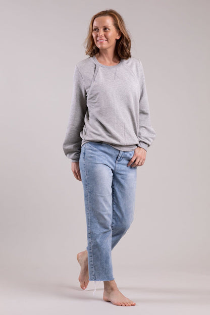 Keren Nursing Sweatshirt Long Sleeve - Light Heather Gray - Simple Wishes