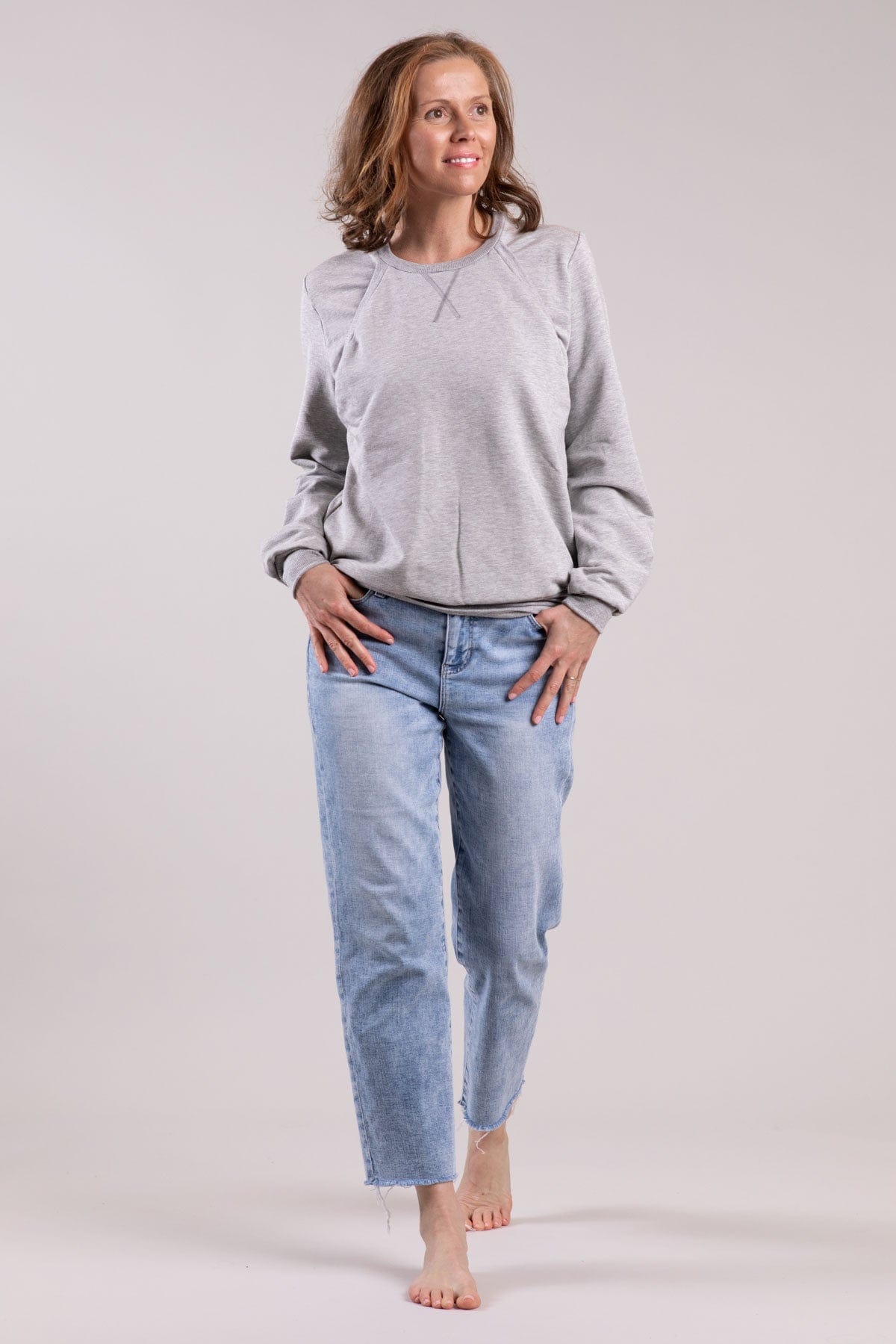 Keren Nursing Sweatshirt Long Sleeve - Light Heather Gray - Simple Wishes