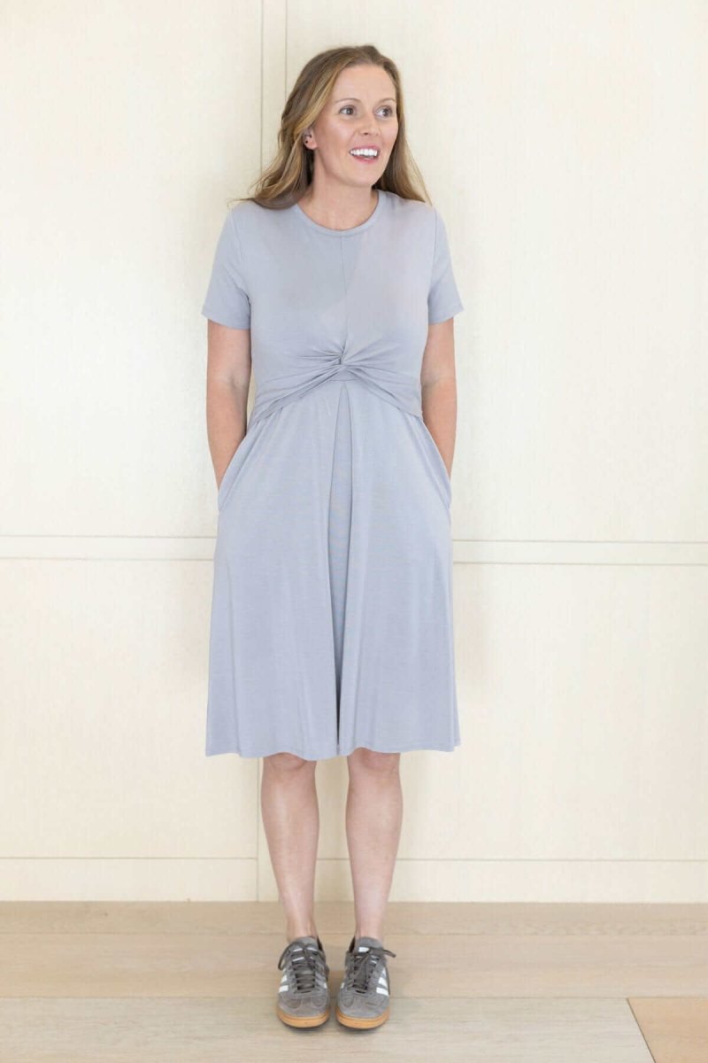 Liv Maternity &amp; Nursing Dress - Light Heather Gray - Simple Wishes