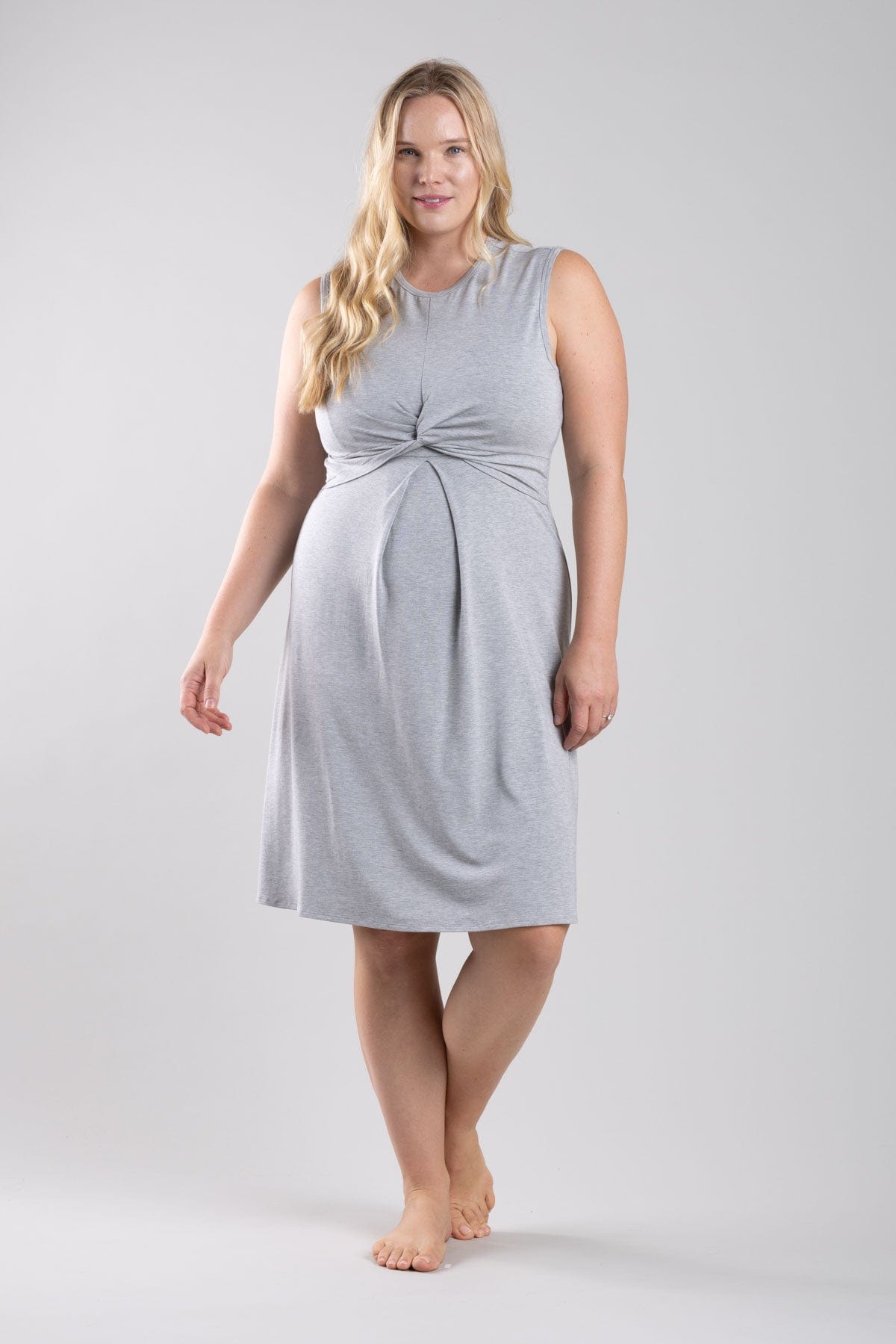 Lydia Nursing Dress - Light Heather Gray - Simple Wishes