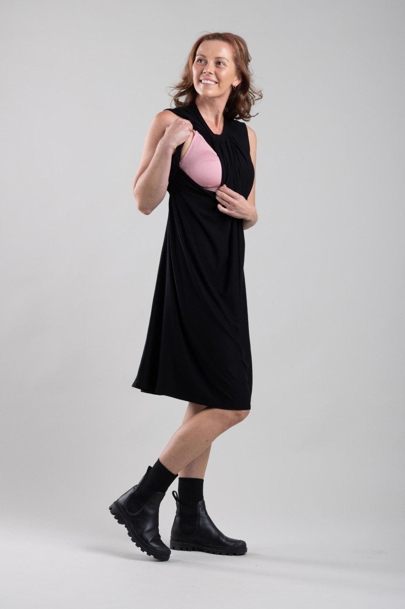 Lydia Nursing Dress - Midnight - Simple Wishes