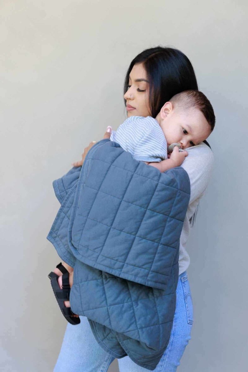 Mila Quilted Nursing Cover Wrap - Bluestone - Simple Wishes