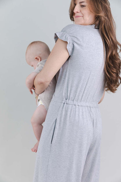 Noor Nursing Jumpsuit - Light Heather Gray - Simple Wishes