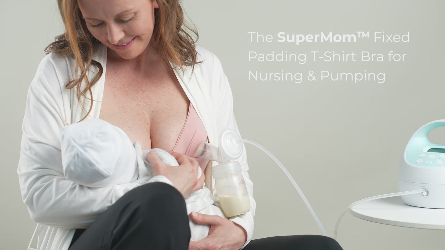SuperMom™ Fixed Padding Nursing And Pumping T-Shirt Bra | Sunkissed Rose