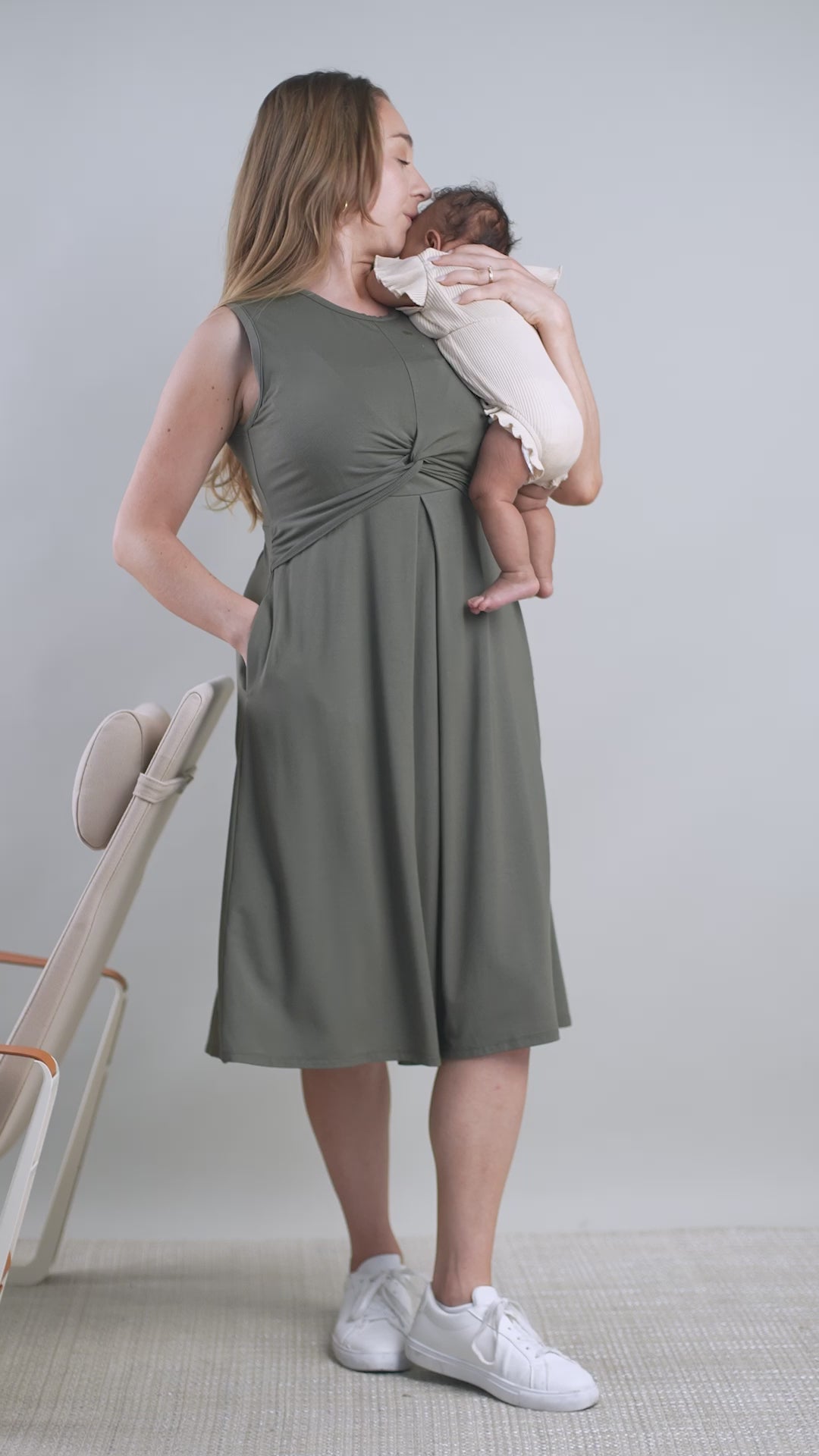 Debra Nursing Dress | Olive Green