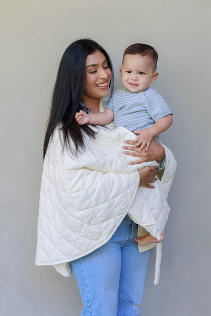 Scarlett Quilted Nursing Cover Poncho - Bone - Simple Wishes