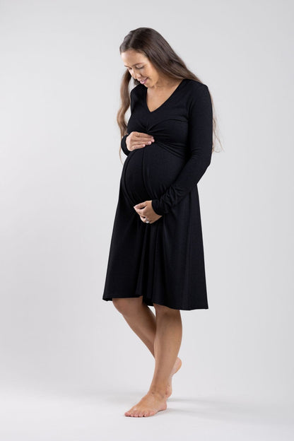 Sofia Maternity &amp; Nursing Dress - Simple Wishes - Sofia_LS_MID_XS