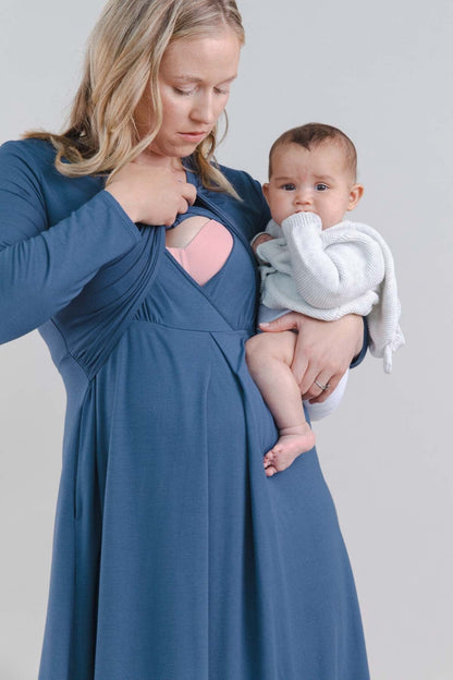 Sofia Maternity &amp; Nursing Dress - Simple Wishes - Sofia_LS_MID_XS