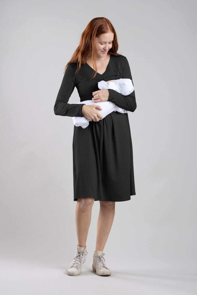 Sofia Maternity &amp; Nursing Dress - Midnight - Simple Wishes