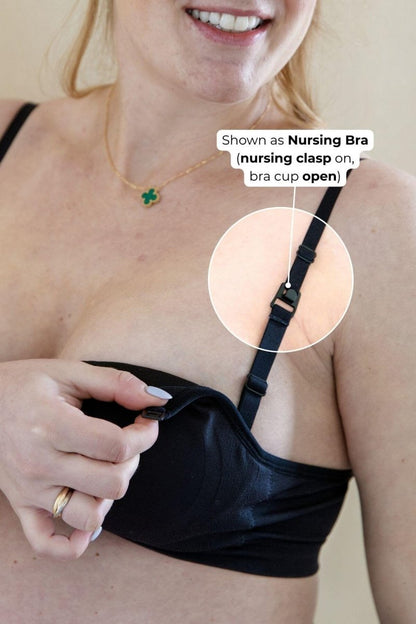 Stages Seamless Bra - Converts from Everyday Bra to Nursing Bra - Fixed Pads - Simple Wishes
