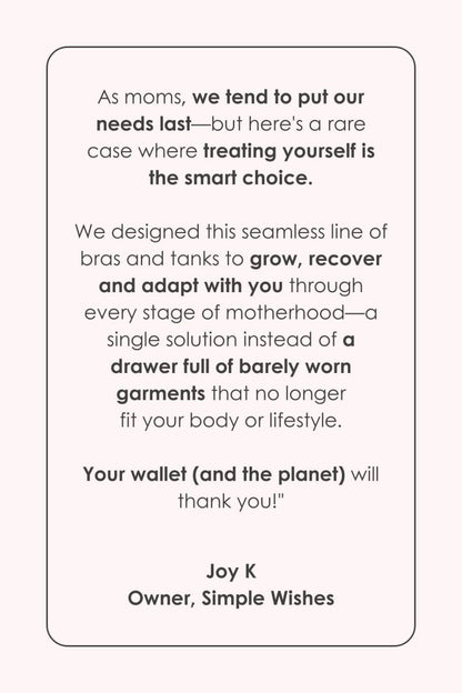 Stages Seamless Bra - Converts from Everyday Bra to Nursing Bra - Fixed Pads - Simple Wishes