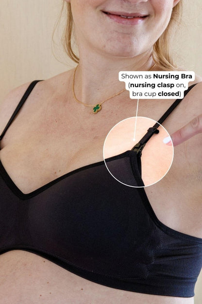 Stages Seamless Bra - Converts from Everyday Bra to Nursing Bra - Fixed Pads - Simple Wishes