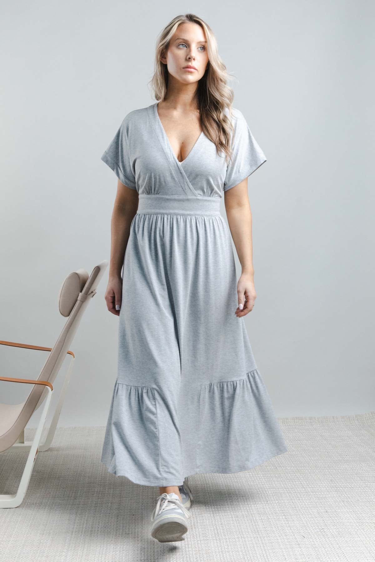 Stela Nursing Dress - Light Heather Gray - Simple Wishes