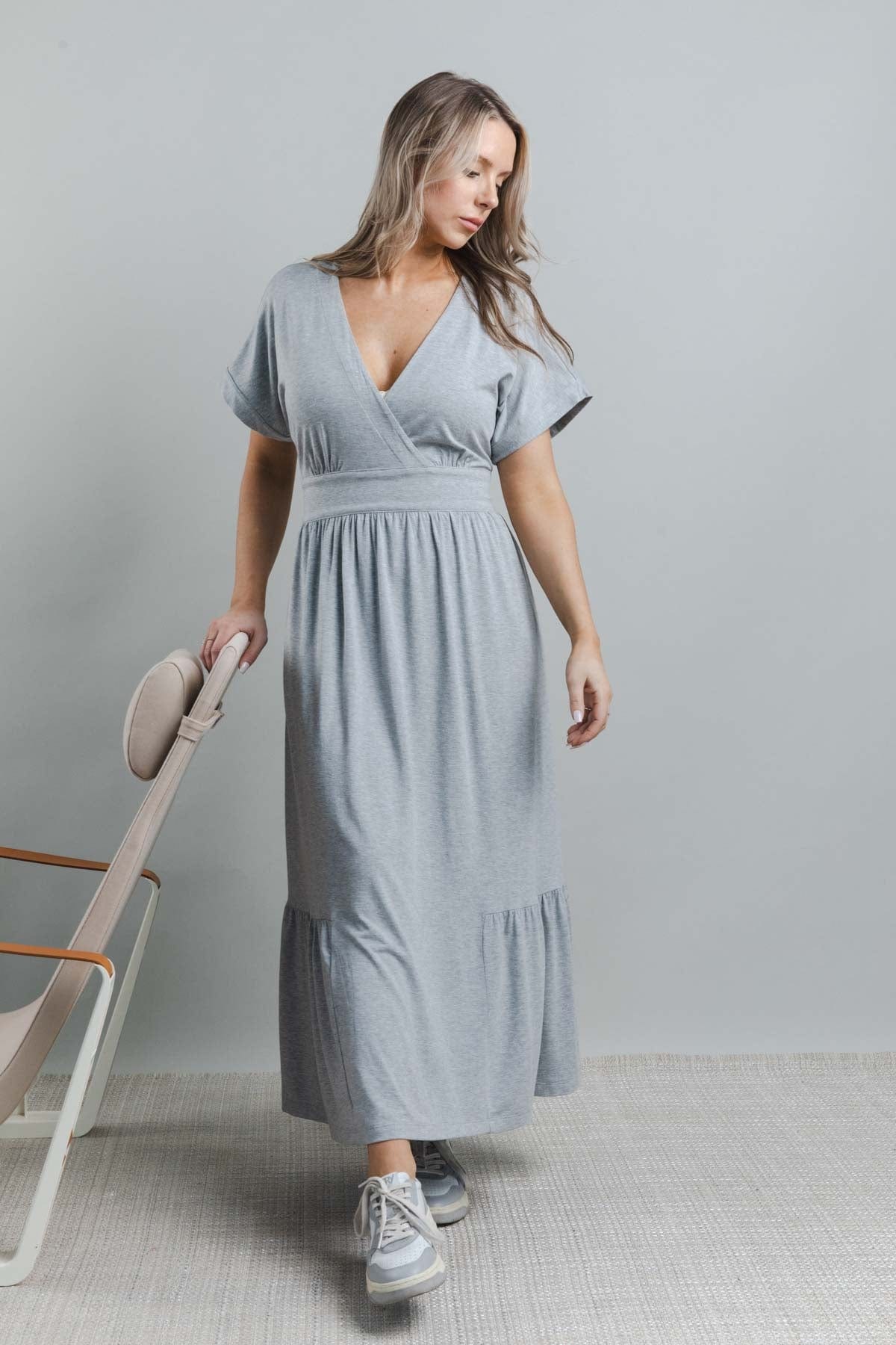 Stela Nursing Dress - Light Heather Gray - Simple Wishes