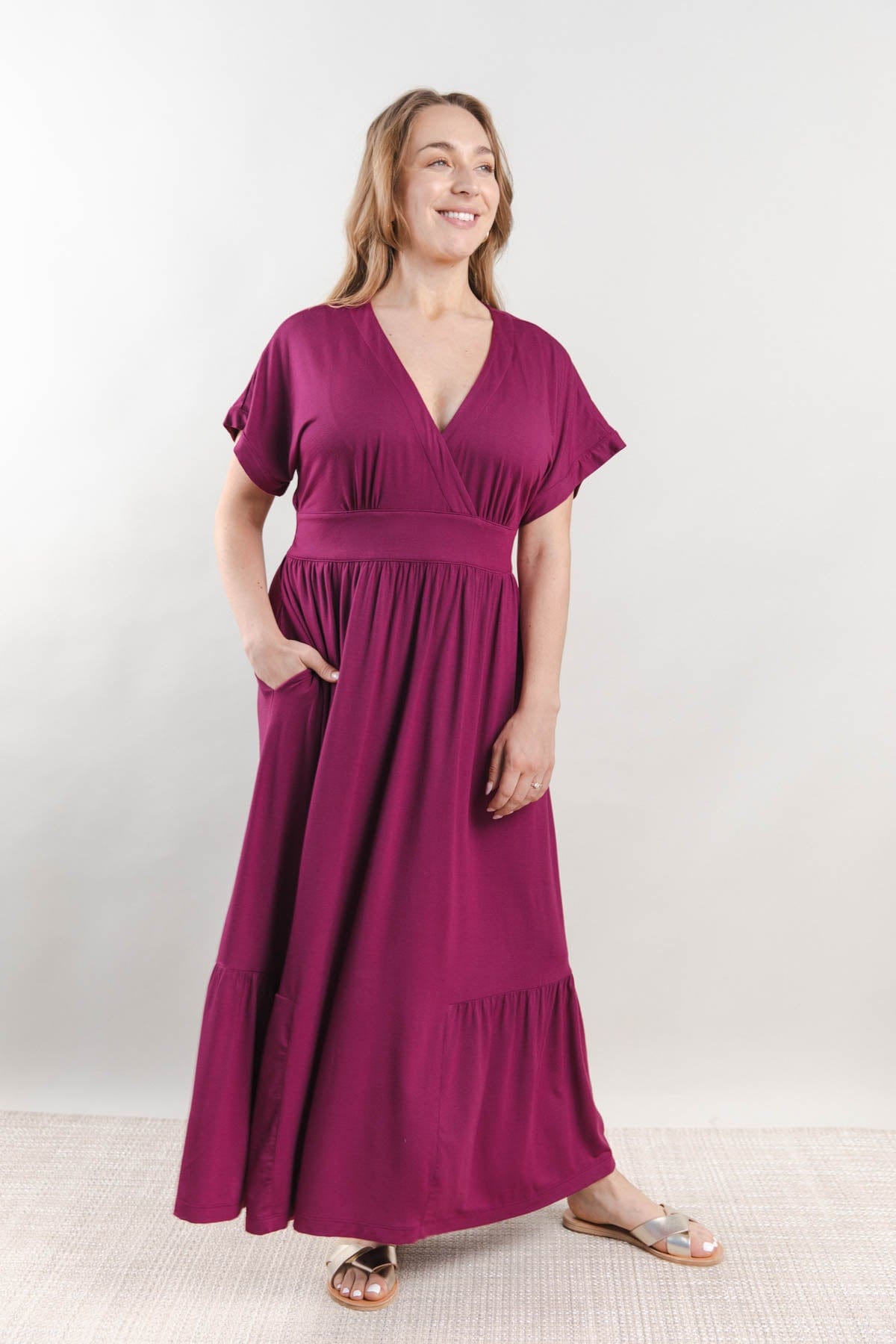 Stela Nursing Dress - Sangria - Simple Wishes