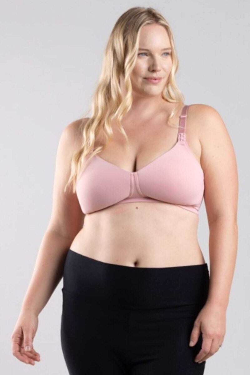 SuperMom™ Fixed Padding Nursing And Pumping T-Shirt Bra | Rose Pink - 30 - Simple Wishes