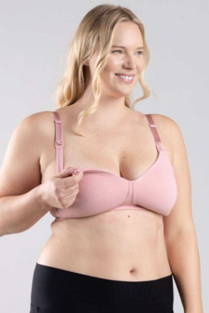 SuperMom™ Fixed Padding Nursing And Pumping T-Shirt Bra | Rose Pink - 30 - Simple Wishes