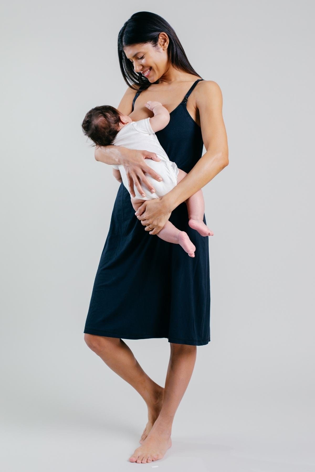 SuperMom™ Nursing &amp; Pumping Night Dress - Black - Simple Wishes