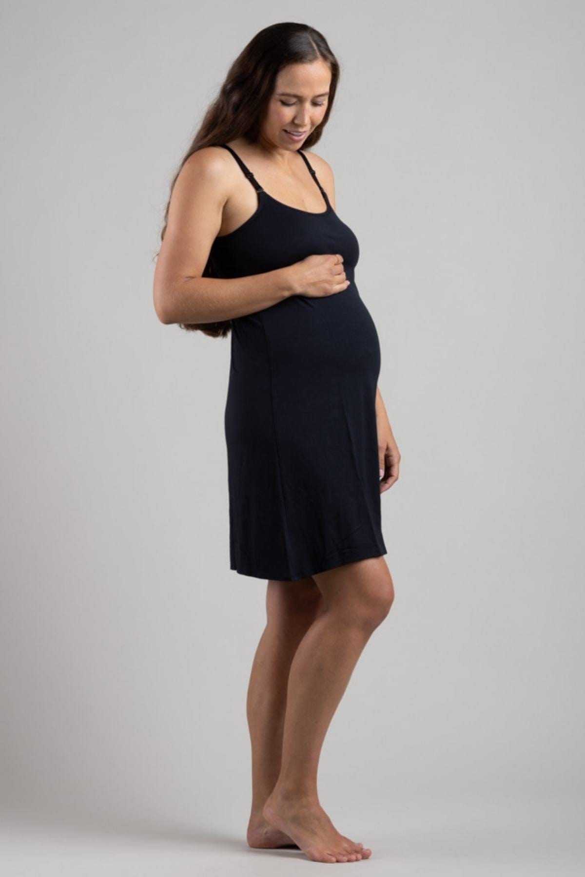 SuperMom™ Nursing &amp; Pumping Night Dress - Black - Simple Wishes