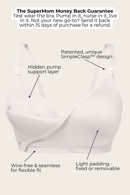 SuperMom® Silhouette Hands - Free Pumping &amp; Nursing Bra - Removable Pads - Simple Wishes