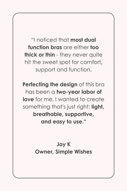 SuperMom® Silhouette Nursing &amp; Pumping Seamless Bra - Fixed Pads - Simple Wishes - Indigo - Founder Quote