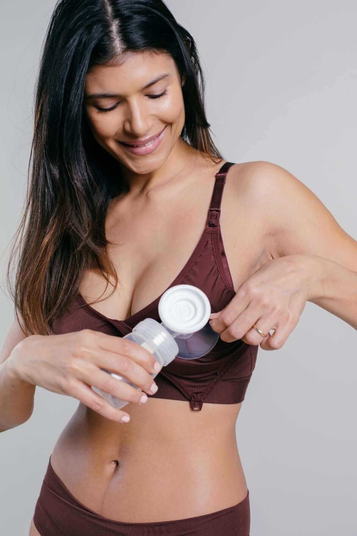 SuperMom™ Skin - to - Skin Nursing And Pumping Bralette - Bitter Chocolate - Simple Wishes