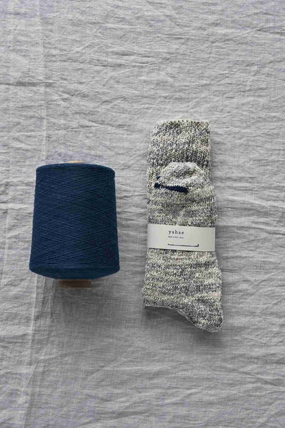 garabou indigo blue socks with yarn