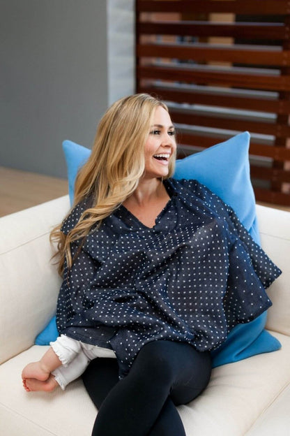 The Haven Reversible Nursing Cover - Navy/Gray Dots | Reversible - Simple Wishes