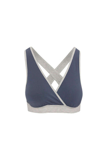 Undercover Reversible Sleep Nursing Bra - Light Heather Gray/Maine Blue - Simple Wishes