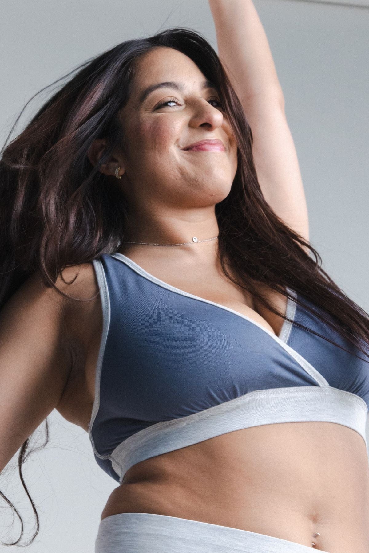 Undercover Reversible Sleep Nursing Bra - Light Heather Gray/Maine Blue - Simple Wishes