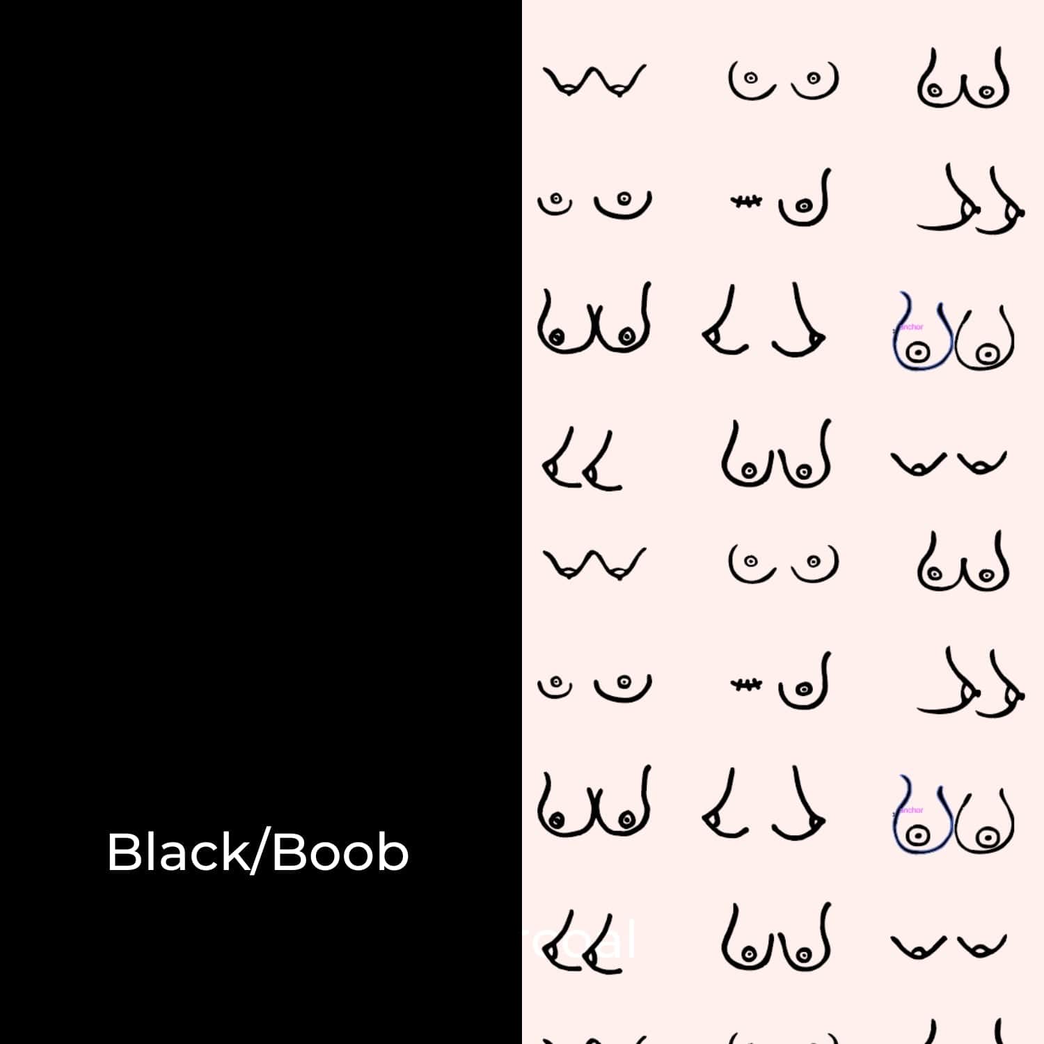 color swatch black boob print