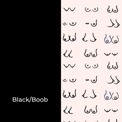 color swatch black boob print