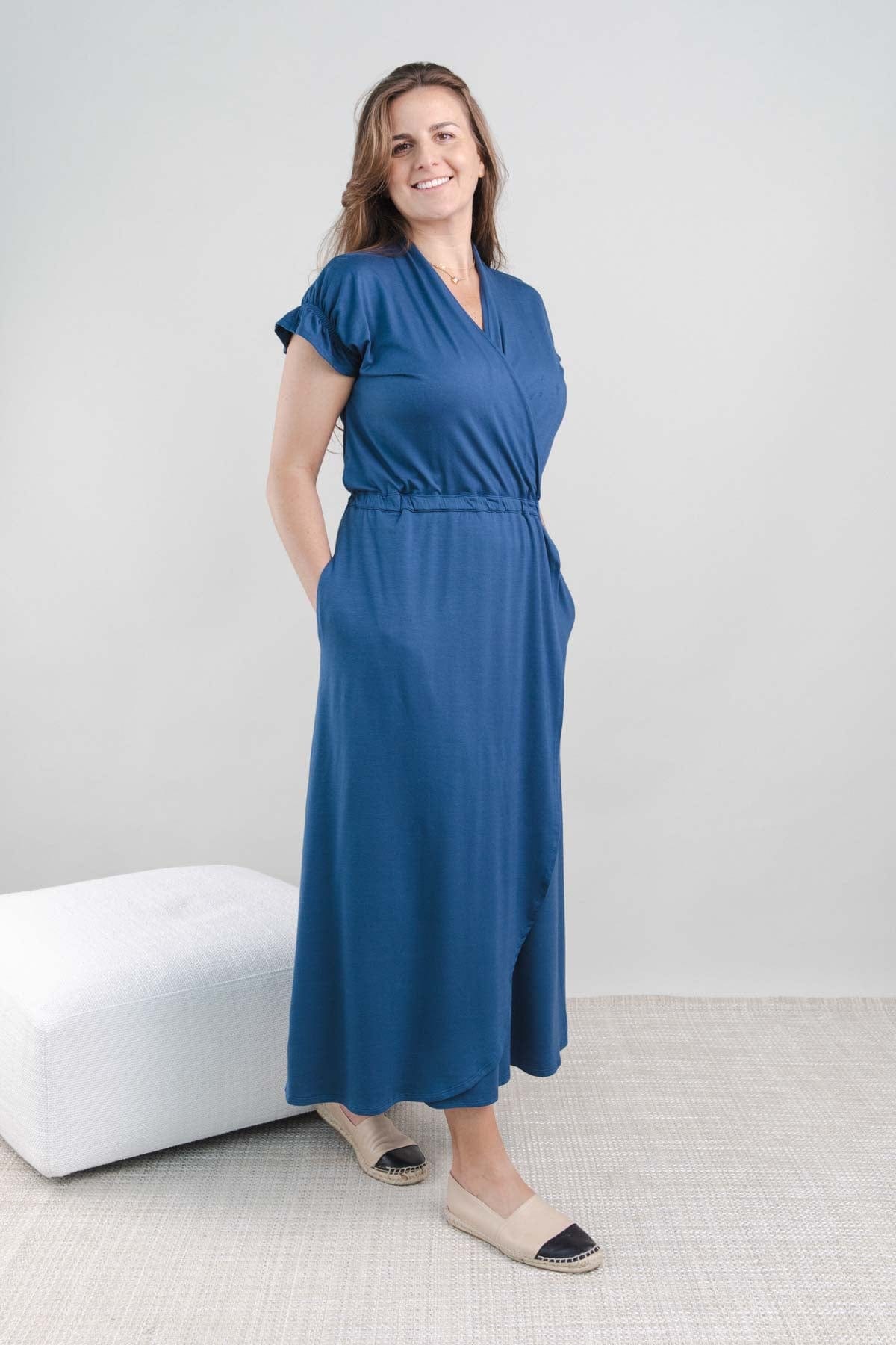 Vivian Nursing Dress - Dark Denim - Simple Wishes