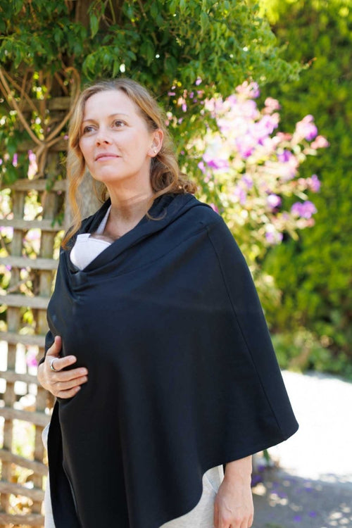 Zoe Fleece Nursing Cover Poncho - Midnight - Simple Wishes#color_midnight