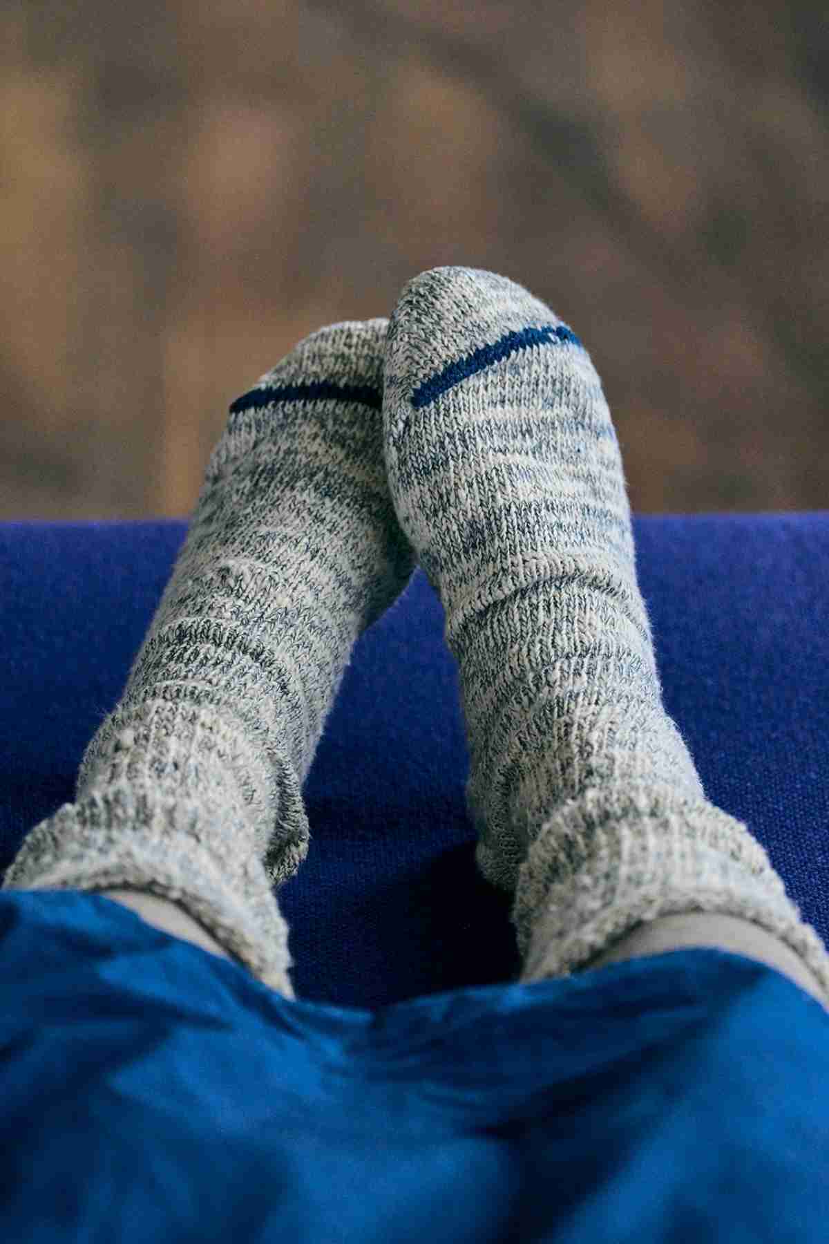 Garabou Indigo Blue Socks with blue skirt on feet 1 pair